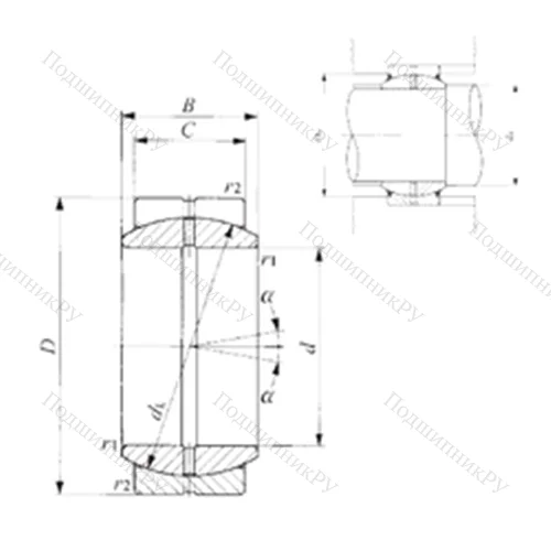 Подшипник скольжения сферический GE 60ES от производителя  IKO