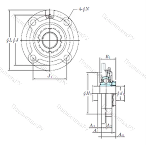Подшипниковый узел шариковый радиальный UKFCX 18