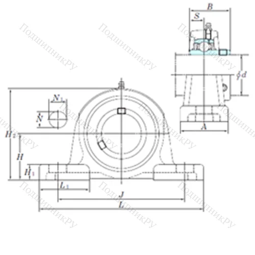 Подшипниковый узел шариковый радиальный UCP 212-39 от производителя  KOYO