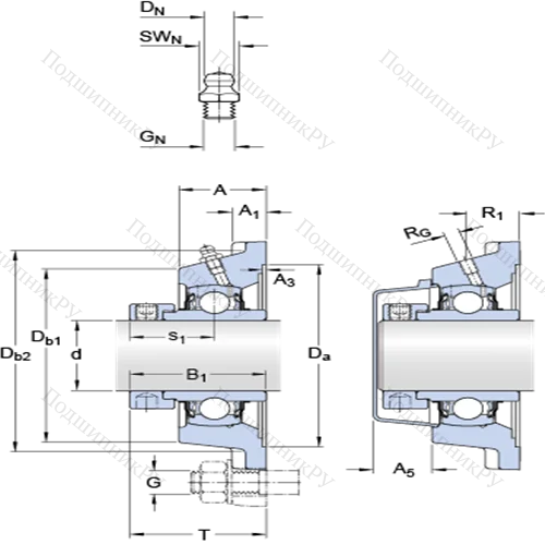 Фланцевые подшипниковые узлы типа Y (корпус типа Y-TECH, квадратный фланец, крепление стопорными винтами) FY 35 WF
