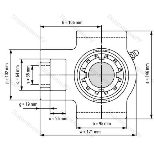 Подшипниковый узел UKT 211+H 2311 - Вал: 50 мм от производителя  LPZ