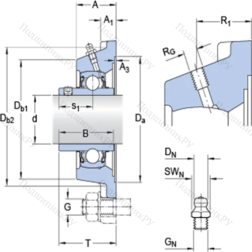 Фланцевые подшипниковые узлы типа Y (корпус типа Y-TECH, квадратный фланец, крепление стопорными винтами) FYJ 3/4 TF