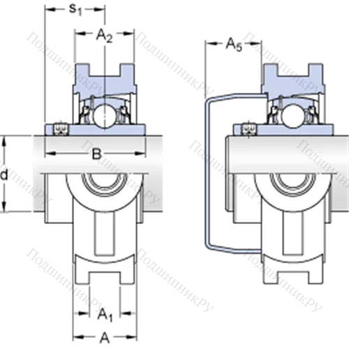 Натяжные подшипниковые узлы типа Y (литой корпус, крепление стопорными винтами) TUWK 30 LTHR