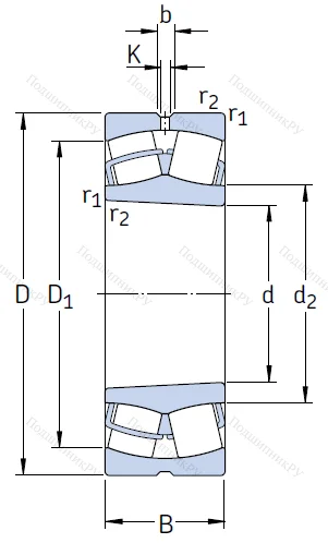 Сферический роликовый подшипник с конической посадкой на вал 22218 EK/C 3