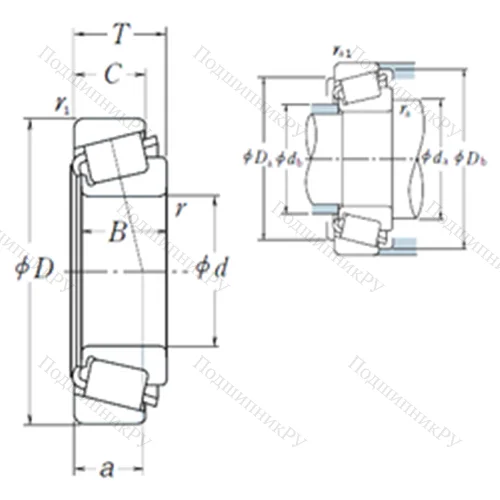 Подшипник роликовый радиально-упорный LM 48548/LM 48511 от производителя  NSK