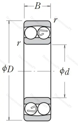 Двухрядный шариковый подшипник 1314 от производителя  NSK