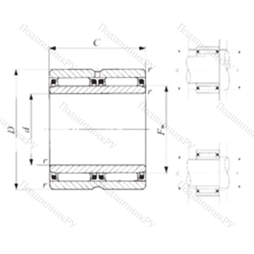 Подшипник игольчатый радиальный NAFW 558560