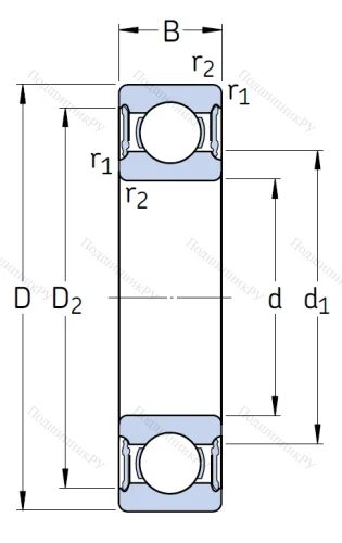Однорядный шариковый подшипник 62308 2RS 1 от производителя  SKF
