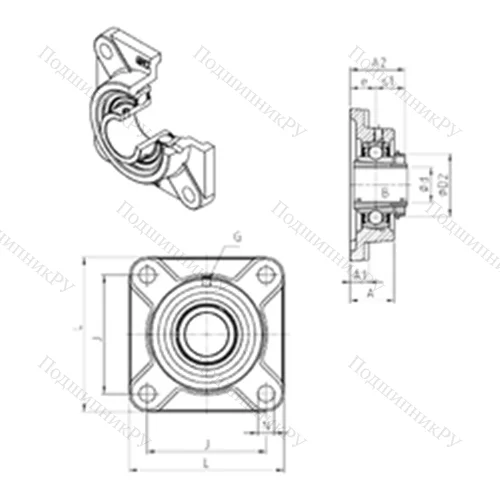 Подшипниковый узел шариковый радиальный UKF 315H