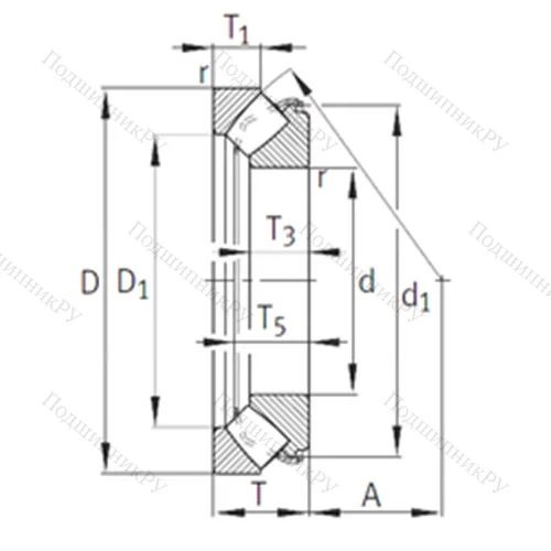 Подшипник роликовый упорно-радиальный 29324-E 1