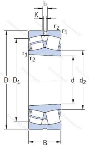 Сферический роликовый подшипник с конической посадкой на вал 22222 EK/C 3 от производителя  SKF