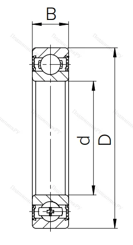 Шариковый однорядный подшипник 180201 (6201 2RS)