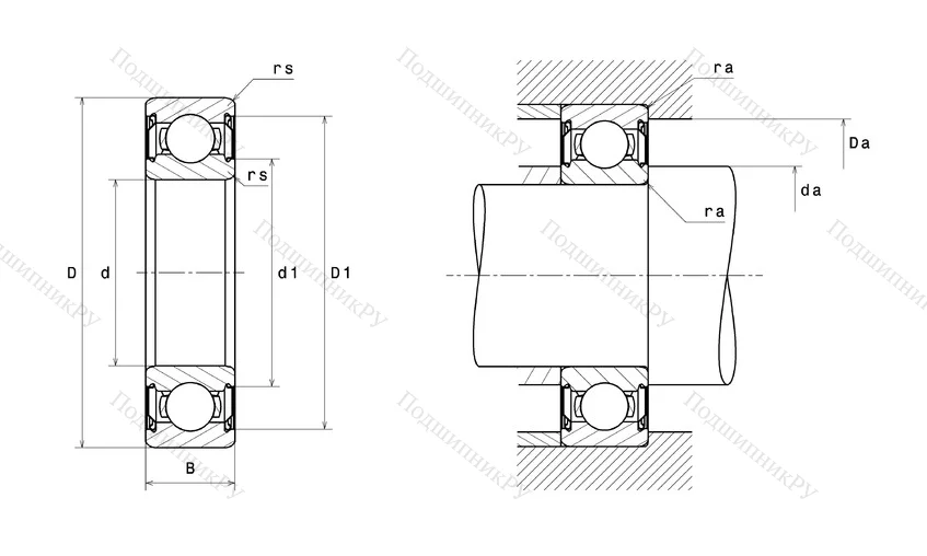Высокотемпературный  подшипник 6305 FT 150ZZ