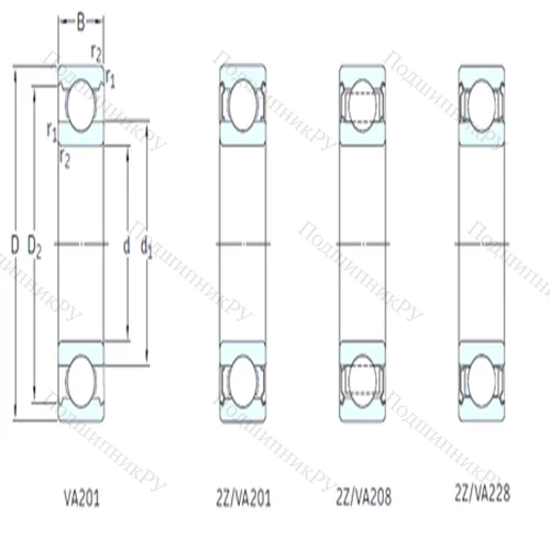 Подшипник шариковый радиальный 6220-2Z/VA 208