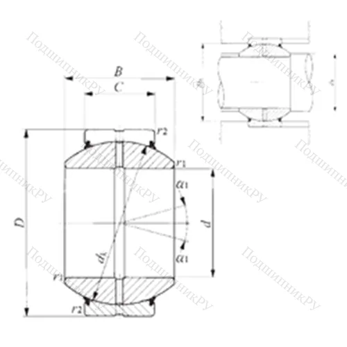 Подшипник скольжения сферический GE 15GS-2RS
