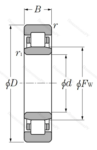 Роликовый цилиндрический подшипник NU 314 от производителя  NTN