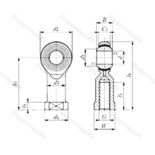 Подшипник скольжения сферический PHS 16EC от производителя  IKO