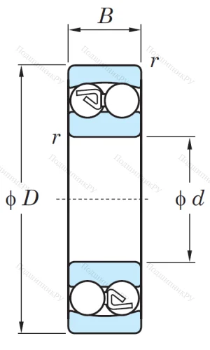 Двухрядный шариковый подшипник 1303 от производителя  NSK