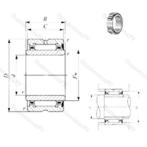 Подшипник игольчатый радиальный NA 6906U