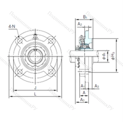 Подшипниковый узел шариковый радиальный UKFC 205+H 2305