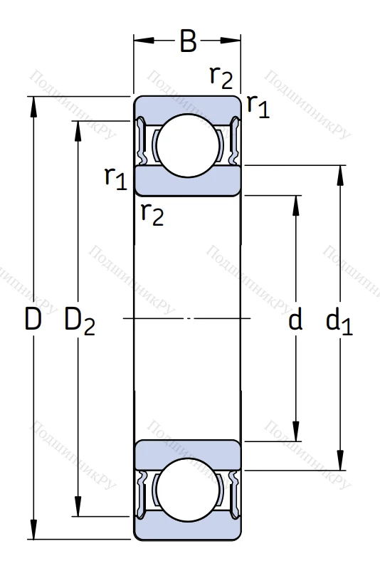 Шариковый однорядный подшипник 180211 (6211 2RS)