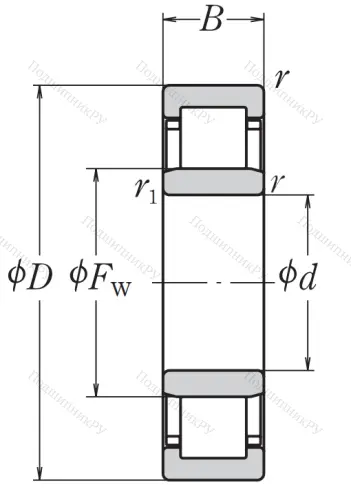 Роликовый цилиндрический подшипник NJ 309 ET C 3 от производителя  NSK