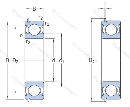 Однорядный шариковый подшипник 6302 DDU NR от производителя  NSK