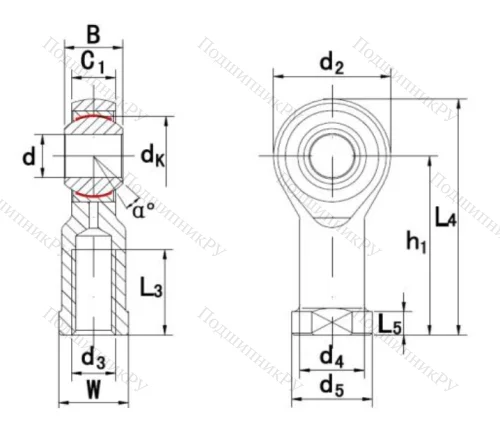 Шарнирная головка с внутренней левой резьбой GIKL 12 PW A в Саранске