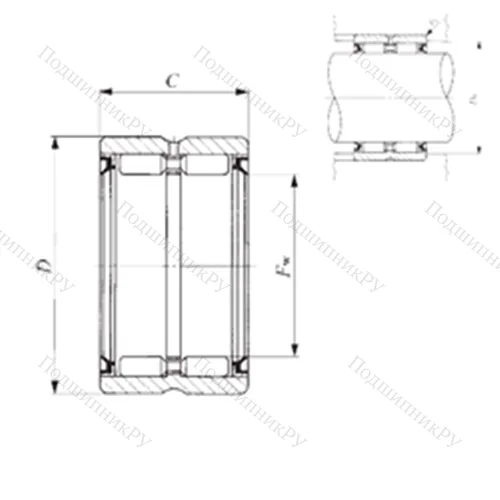 Подшипник игольчатый радиальный GBR 405228 UU