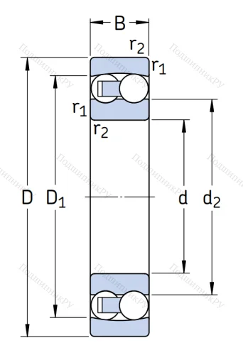 Двухрядный шариковый подшипник 1310 ETN 9 от производителя  SKF