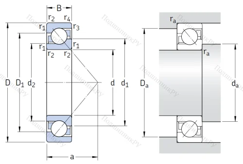 Однорядный шариковый подшипник 7206 BE 2RZP от производителя  SKF