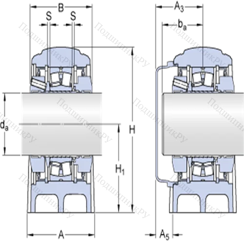 Стационарные роликоподшипниковые узлы ( ConCentra, для метрических валов) SYNT 50 L