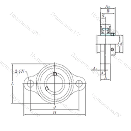 Подшипниковый узел шариковый радиальный USFL 006S 6