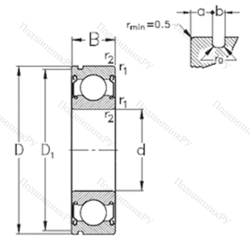 Подшипник шариковый радиальный 6203-2Z-N