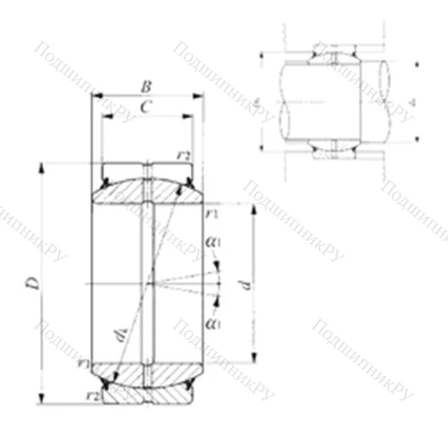Подшипник скольжения сферический GE 260ES-2RS
