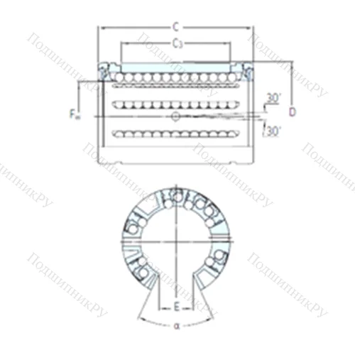 Подшипник шариковый линейный LBCF 16 A