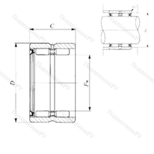 Подшипник игольчатый радиальный GBR 303920 U