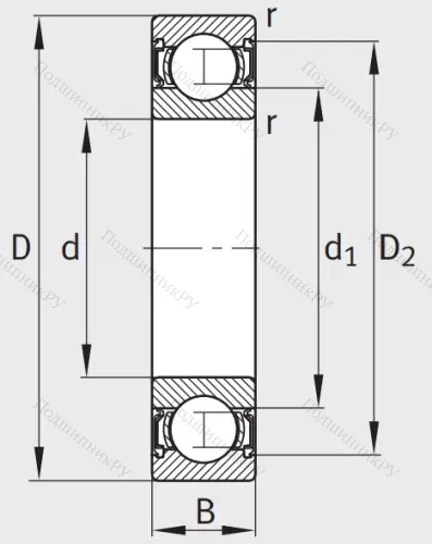 Однорядный шариковый подшипник 6217 2RSR от производителя  FAG