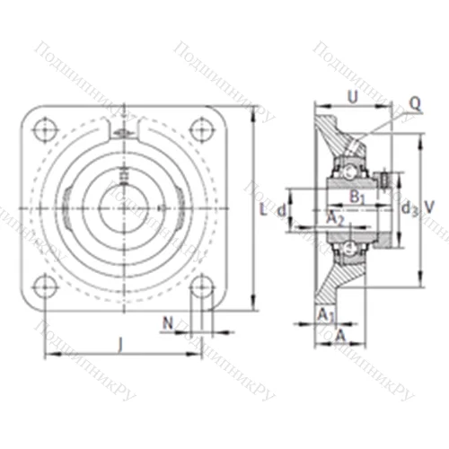 Подшипниковый узел шариковый радиальный RCJ 30-N-FA 125
