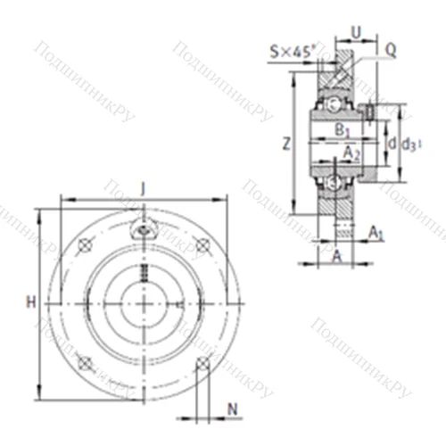 Подшипниковый узел шариковый радиальный RME 30-N
