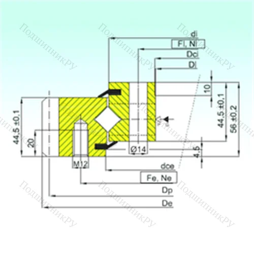 Подшипник роликовый опорно-поворотный ER 1.14.0414.200-1STPN