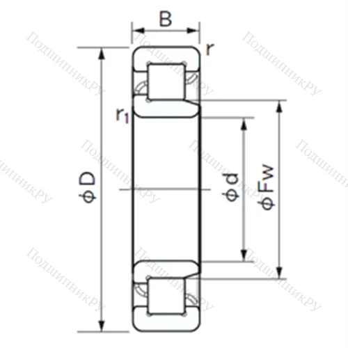 Подшипник роликовый радиальный NJ 1044