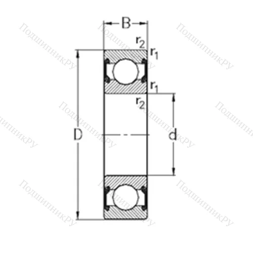 Подшипник шариковый радиальный 6307-2RS 2