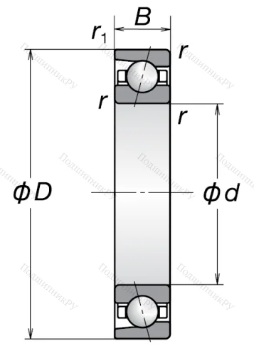 Однорядный шариковый подшипник 7003 AW от производителя  NSK