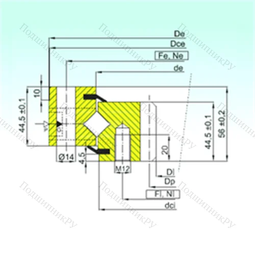 Подшипник роликовый опорно-поворотный ZR 1.14.0744.200-1SPTN