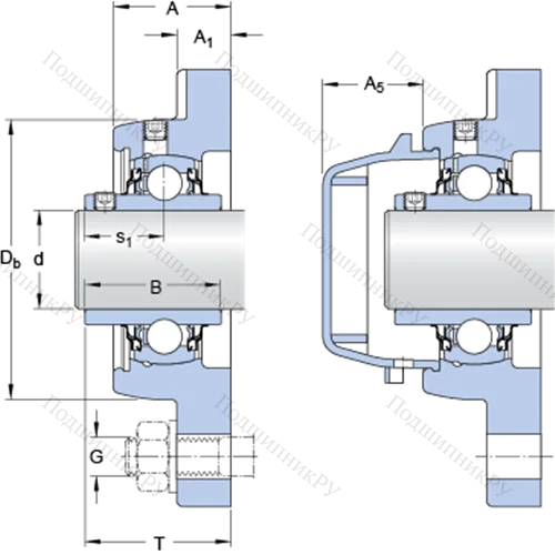 Фланцевые подшипниковые узлы типа Y (корпус типа Y-TECH, квадратный фланец, крепление стопорными винтами) FYWR 30 YTHR