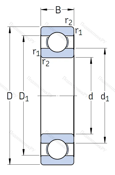 Однорядный шариковый подшипник 6210/C 4