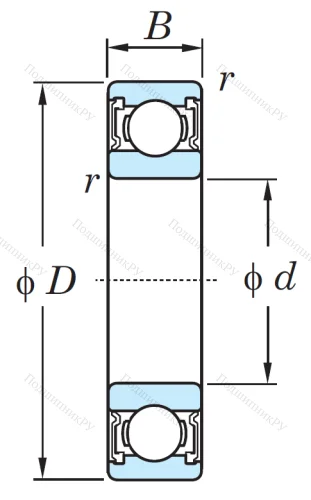 Однорядный шариковый подшипник 6301 2RS CM FG от производителя  KOYO