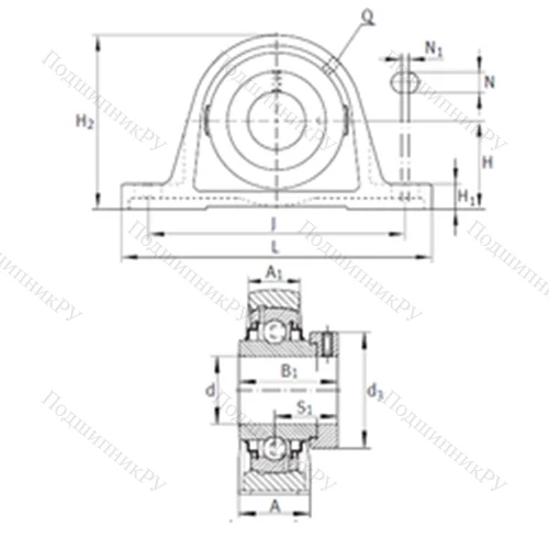 Подшипниковый узел шариковый радиальный RAK 1-1/4-206