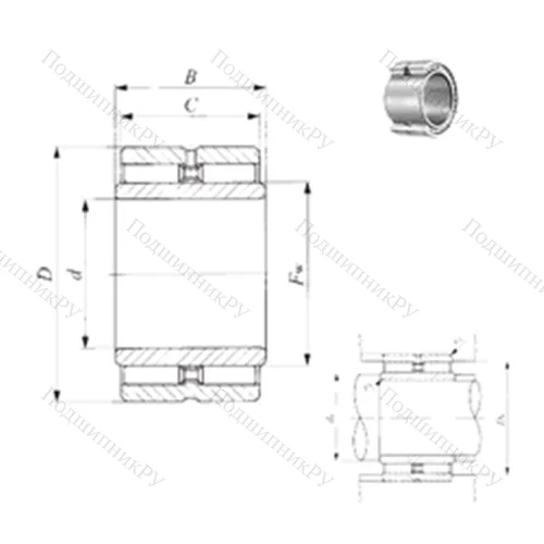 Подшипник игольчатый радиальный GBRI 102212